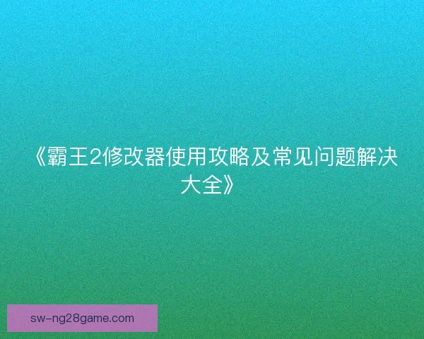 《霸王2修改器使用攻略及常见问题解决大全》